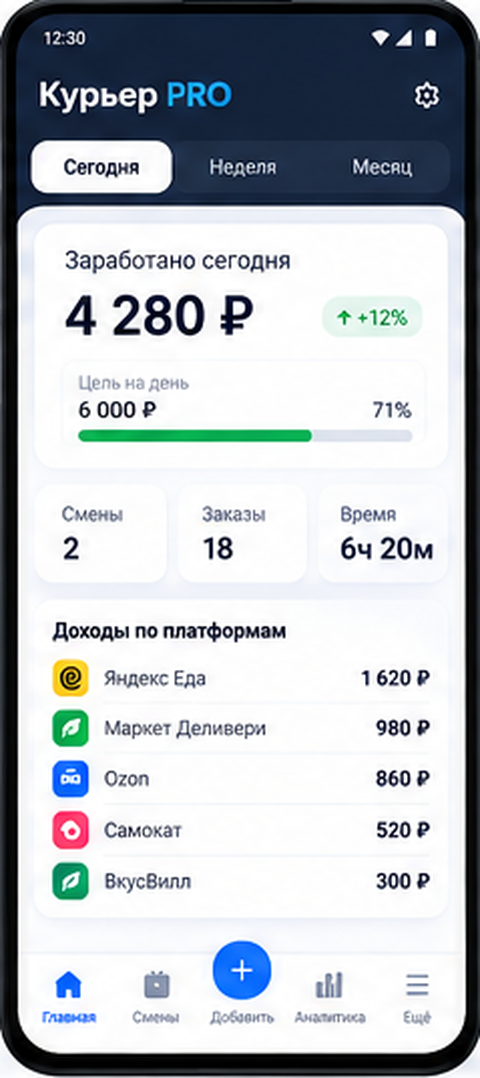 Дашборд — заработано сегодня